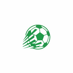 Obraz premium Green soccer ball with motion effect, perfect for sports design.