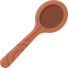 Simple Wooden Spoon With Natural Wood Grain Texture And Brown Color Isolated On White Background