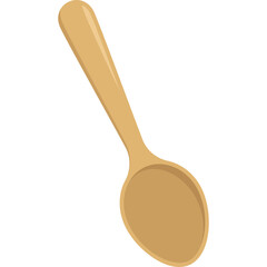 Simple Wooden Spoon with a Smooth Curved Shape and Light Brown Hue Isolated on a Transparent Background for Culinary Use