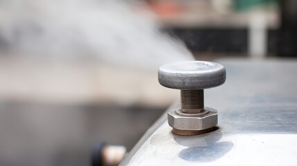 Obraz premium boiler. Industrial boiler safety valve releasing high-pressure steam, white vapor column. safety posters, maintenance manuals, designed for industrial assembly lines and welding operations.