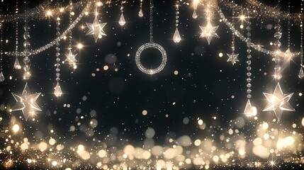 Wallpaper background illustration poster in light and shadow, Jewelry, diamond and crystal theme, Korean golden color KPop style