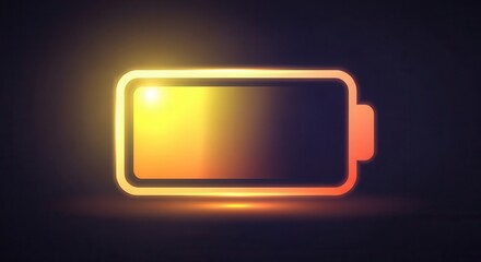 Glowing energy cell indicator illuminates a dark digital surface