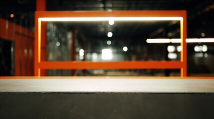 Modern construction area showing abstract metal and concrete textures with sharp lighting contrasts.