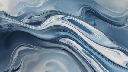 Fototapeta premium Abstract fluid art, flowing lines of cool blue and white tones