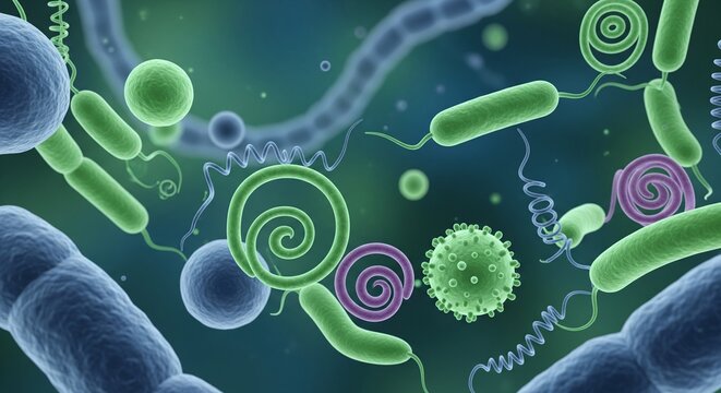 Abstract representation of balanced gut microbiome ecosystem - Powered by Adobe