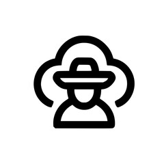 clean vector icon of magician holding wand with cloud setting for mystical visual concepts