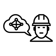 Thinking worker icon silhouette vector illustration concept design professional occupation symbol minimalist graphic