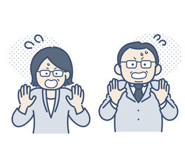 慌てる、驚く40代のビジネスパーソンのイラストセット