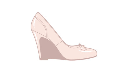 Elegant Light Pink Wedge Heel Shoe with Bow Detail.