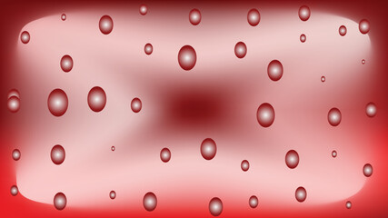 Abstract red background with scattered oval shapes and a central dark spot
