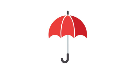 A vibrant red umbrella with a curved handle symbolizing protection and shelter.