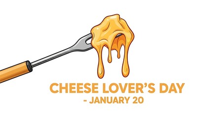 Delicious cheese fondue on a fork for cheese lovers day isolated on white background