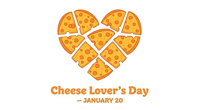 Cheese lovers day illustration with cheese slices isolated on white background