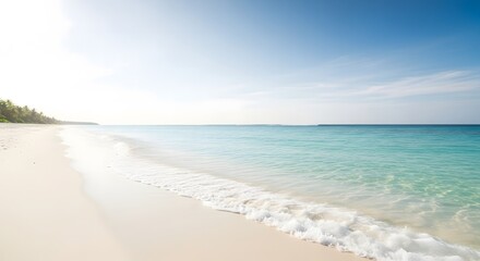 Obraz premium Serene Beach Scene with Turquoise Water and White Sand A Tropical Paradise