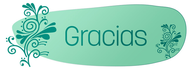Gracias Floral Design Element Turquoise Background Text 