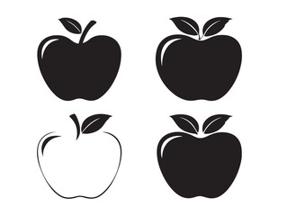 Gorgeous apple fruit silhouette set with bold shapes