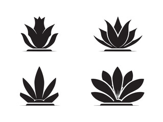 Simple elegant aloe silhouette set with smooth forms