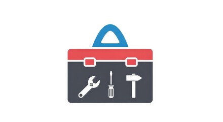 Obraz premium Toolbox illustration featuring adjustable wrench, screwdriver, and hammer icons