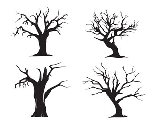 Gorgeous dead tree icon set featuring dramatic natural silhouettes