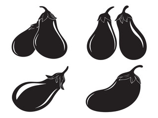 Elegant eggplant illustration with gorgeous simple dark silhouette form