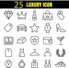 Luxury Set | Elegant Premium Lifestyle Outline Icons | Minimal High-End Collection