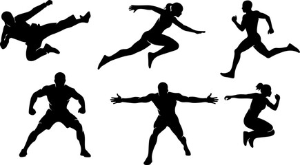 Outdoor Adventure Activity Silhouette Set &ndash; Hiking, Running, Cycling & Exploring