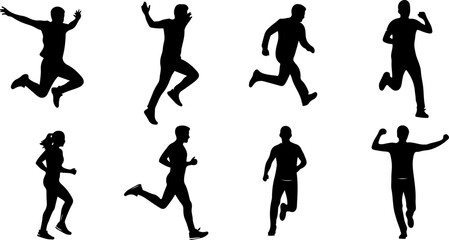 Outdoor Adventure Activity Silhouette Set &ndash; Hiking, Running, Cycling & Exploring