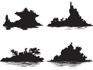 Obraz premium Elegant island silhouette icon with beautiful minimal tropical scenery