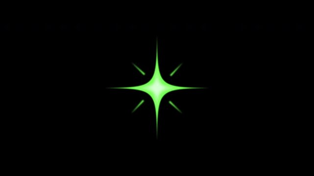 A bright green flash in the center of the black screen. Colorful backlight on a black background. The idea of creative decoration of a holiday, party or fun