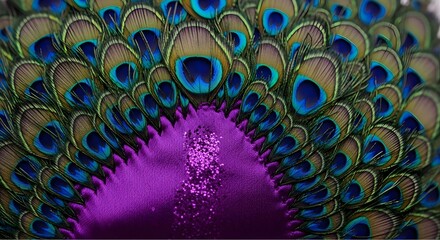 Vibrant Peacock Feathers Display Captivating Plumage Close-Up