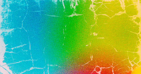 A vibrant rainbow spectrum bursting across a textured wall with intriguing age lines and character digital art with