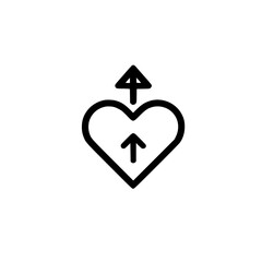 Vector illustration of heart icon silhouette with upward arrow design concept love achievement graphic art