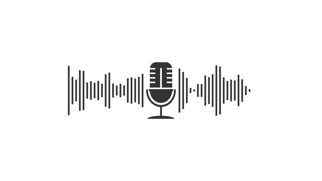Microphone and the sound spectrum. Technology animation. Studio design element, electronic device operation 