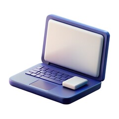 A modern 3D laptop icon in clean blue tones, representing digital work, technology, online learning, and productivity. Perfect for apps, UI/UX design, business graphics, and tech-related content.