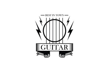 Guitar rock and roll logo design
