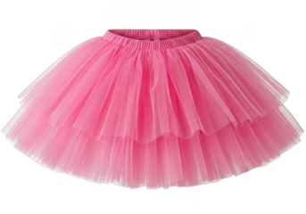 Pink fluffy tutu skirt for dance or party isolated on transparent background