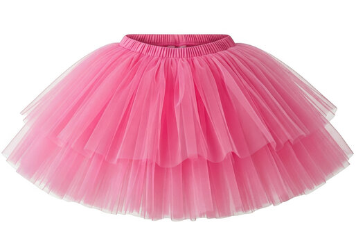 Pink fluffy tutu skirt for dance or party isolated on transparent background