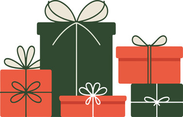 Stack of Christmas Gift Boxes - Festive Holiday Presents Vector