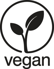 Vegan Certified Sprout Icon - Plant-Based Food Label Vector Vegan, Certified, Sprout, Icon, Plant-Based, Food, Label, Organic, Natural, Healthy,