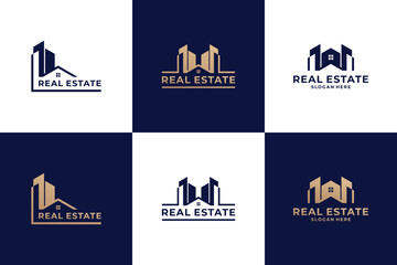 Set of luxury real estate logo design.