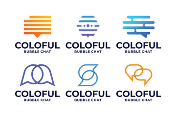 Set of line art chat, conversation, discussion logo design