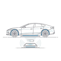 Fototapeta premium Wireless Charging Station for Electric Vehicle Modern Technology for Automotive Industry