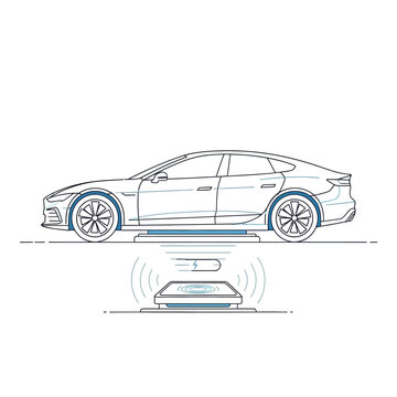 Wireless Charging Station for Electric Vehicle Modern Technology for Automotive Industry