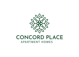 Concord Place Apartment Homes Logo – Leaf Mandala Emblem | Real Estate & Property Management Branding | Minimal Green Floral Vector for Residential Community