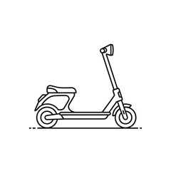 Line art icon of an electric scooter. A modern urban transport concept for eco-friendly mobility. Vector illustration isolated on white
