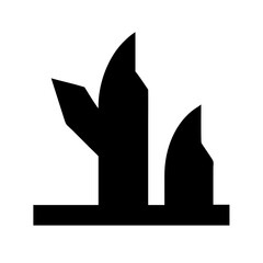 Black silhouette icon representing abstract flame or plant growth