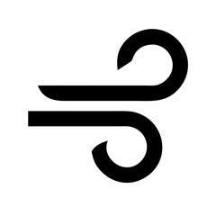 Black wind icon symbol representing strong airflow