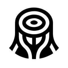 Black and white icon of a tree stump with growth rings white