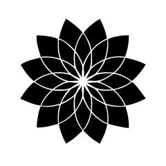 Black and white geometric lotus flower pattern