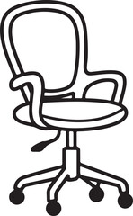 Office Chair Line Drawing Black and White Ergonomic Chair Vector Illustration